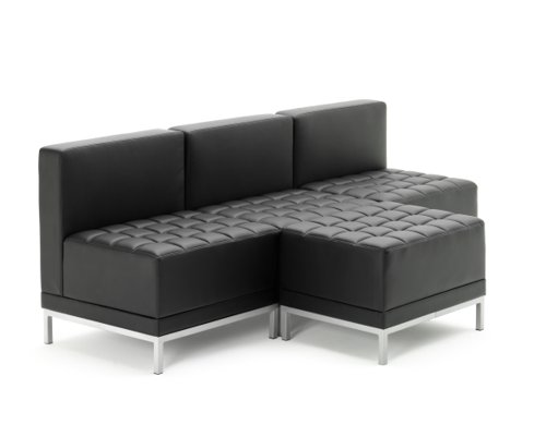 BR000200 Infinity Modular Straight Back Sofa Chair Black Soft Bonded Leather