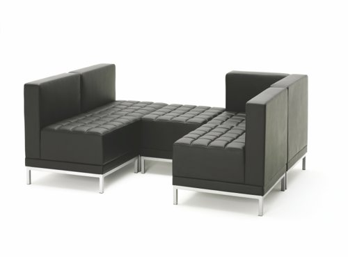 Infinity Modular Straight Back Sofa Black Soft Bonded Leather BR000200 Reception Chairs 60827DY