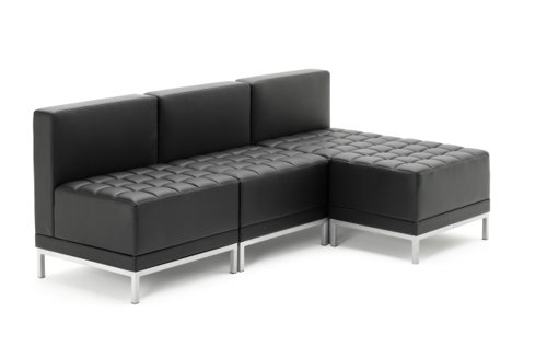 Infinity Modular Straight Back Sofa Chair Black Soft Bonded Leather BR000200