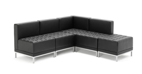 BR000200 Infinity Modular Straight Back Sofa Chair Black Soft Bonded Leather