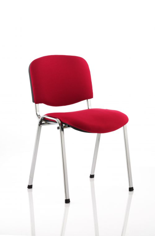 ISO Stacking Chair Wine Fabric Chrome Frame Without Arms