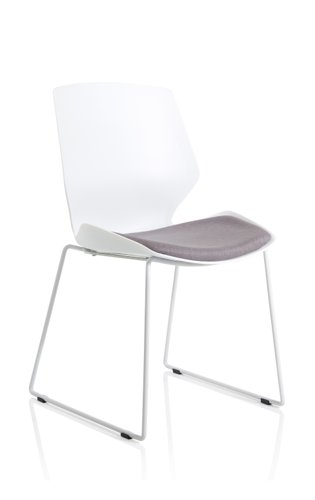 Florence Sled White Frame Dark Grey Fabric Visitor Chair Dynamic
