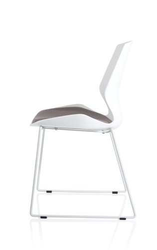 BR000308 Florence Sled White Frame Dark Grey Fabric Visitor Chair