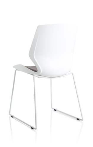 Florence Sled White Frame Dark Grey Fabric Visitor Chair  BR000308