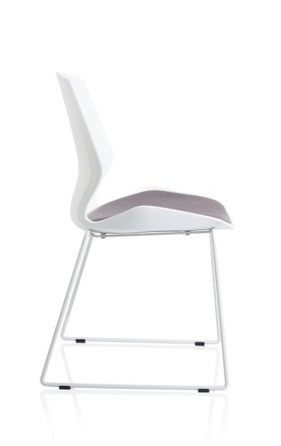 Florence Sled White Frame Dark Grey Fabric Visitor Chair Dynamic