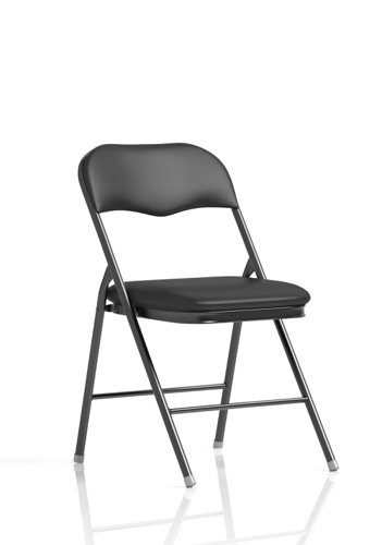 Dynamic Sicily PU Leather Folding Chair Black/Black Frame - BR000310
