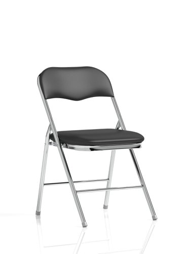 Dynamic Sicily PU Leather Folding Chair Black/Chrome Frame - BR000311