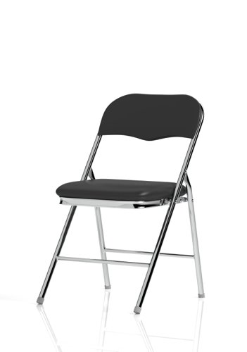 Sicily Black PU Chrome Frame Folding Chair (MOQ of 4 - Priced Individually)