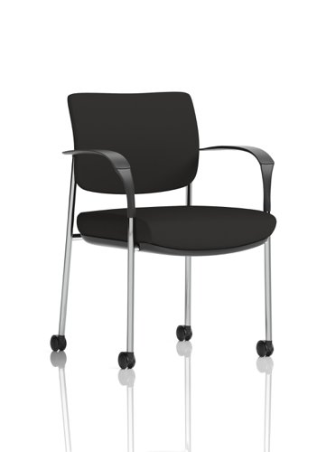 Brunswick Deluxe Black Fabric Back Chrome Frame With Arms With Castors Dynamic