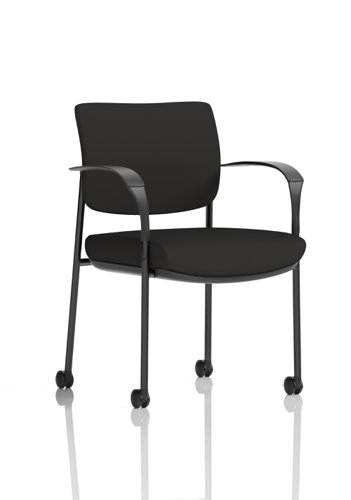 Brunswick Deluxe Black Fabric Back Black Frame With Arms With Castors