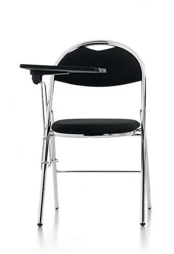 Milan Folding Black Vinyl Chrome Frame Chair With Foldaway Poly Writing Table (MOQ of 4 - Priced Individually)
