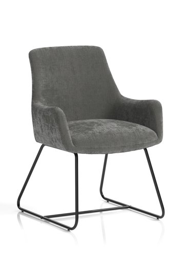Quote Sled Base Reception Chair Grey Velour
