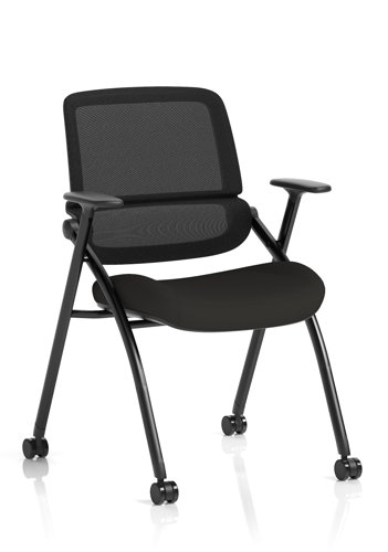 Capra Mesh Back Folding Training Chair Black Fabric Seat