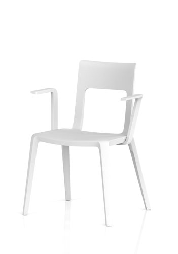 Nest Edge Stacking Cafe & Bistro Chair White with Arms