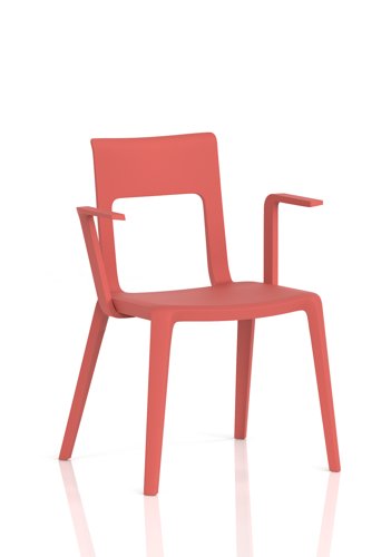 Nest Edge Stacking Cafe & Bistro Chair Red with Arms