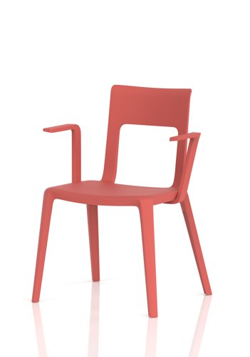 Nest Edge Stacking Cafe & Bistro Chair Red with Arms