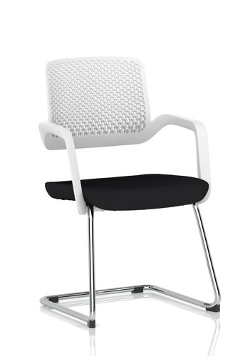 Cosmo Cantilever Chair White Frame Black Seat