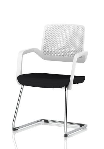 Cosmo Cantilever Chair White Frame Black Seat