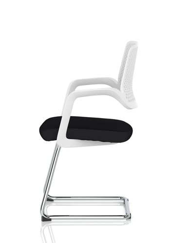 Cosmo Cantilever Chair White Frame Black Seat