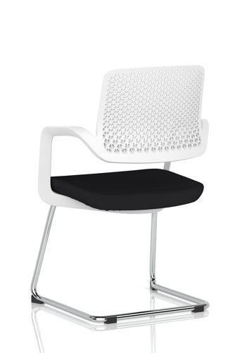 Cosmo Cantilever Chair White Frame Black Seat