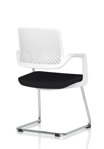 Cosmo Cantilever Chair White Frame Black Seat
