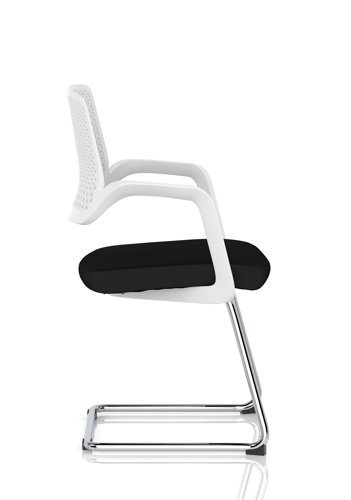 Cosmo Cantilever Chair White Frame Black Seat