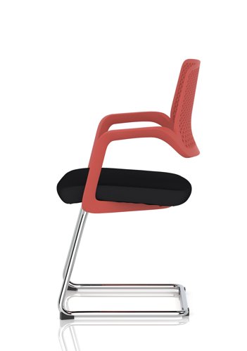 Cosmo Cantilever Chair Red Frame Black Seat