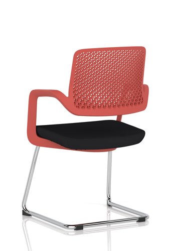 Cosmo Cantilever Chair Red Frame Black Seat