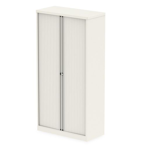 Qube by Bisley 2000mm Side Tambour Cupboard Chalk White No Shelves