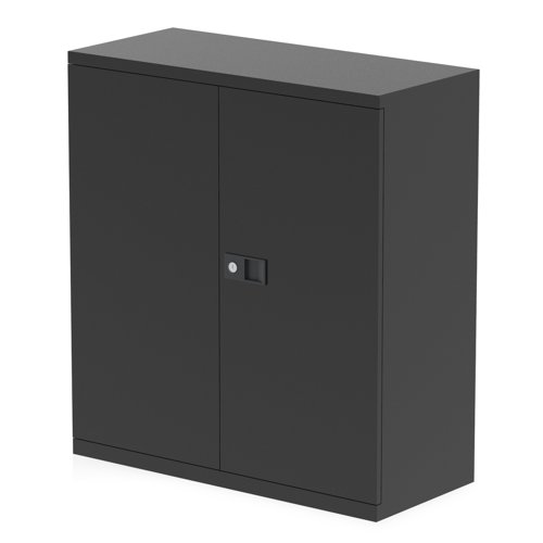 Qube by Bisley Stationery 1000mm 2-Door Cupboard Black With Shelf
