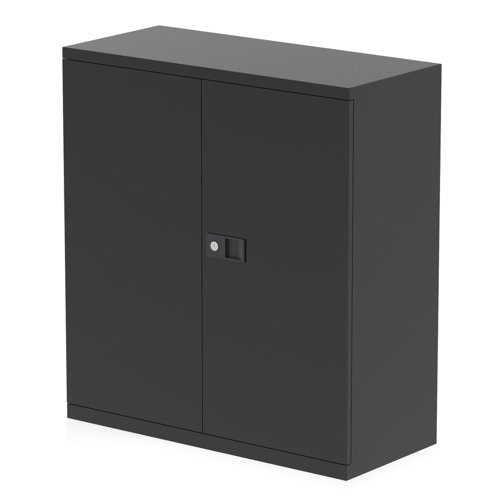 BS0024 Qube by Bisley Stationery 1000mm 2-Door Cupboard Black With Shelf