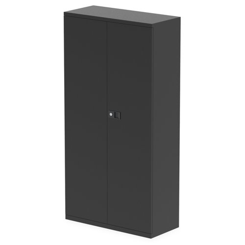 Qube by Bisley Stationery 1850mm 2-Door Cupboard Black With Shelves