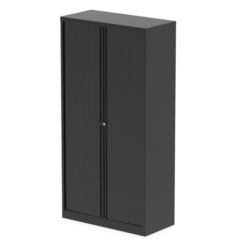 BS0036 Qube by Bisley 2000mm Side Tambour Cupboard Black No Shelves