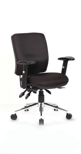 Impulse 1400mm Straight Office Desk Grey Oak Top Silver Cantilever Leg with 2 Drawer Mobile Pedestal and Chiro Medium Back Black