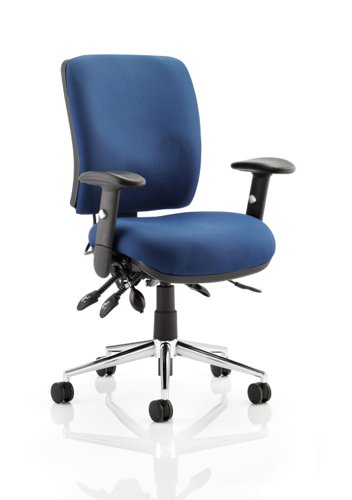 Impulse 1400mm Straight Office Desk Grey Oak Top White Cantilever Leg with 3 Drawer Mobile Pedestal and Chiro Medium Back Blue