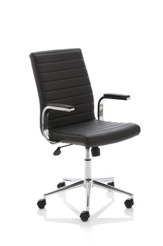 Impulse 1600mm Straight Office Desk White Top Silver Cantilever Leg with 3 Drawer Mobile Pedestal and Ezra Black