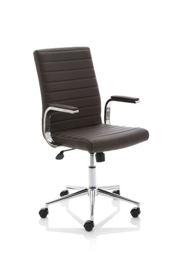 Impulse 1600mm Straight Office Desk White Top Silver Cantilever Leg with 2 Drawer Mobile Pedestal and Ezra Brown