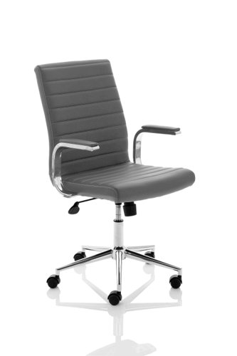 BUND1354 Impulse 1600mm Straight Office Desk Grey Oak Top White Cantilever Leg with 2 Drawer Mobile Pedestal and Ezra Grey