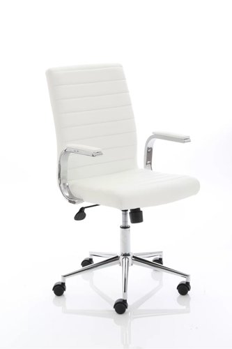 Impulse 1600mm Straight Office Desk Maple Top White Cantilever Leg with 2 Drawer Mobile Pedestal and Ezra White