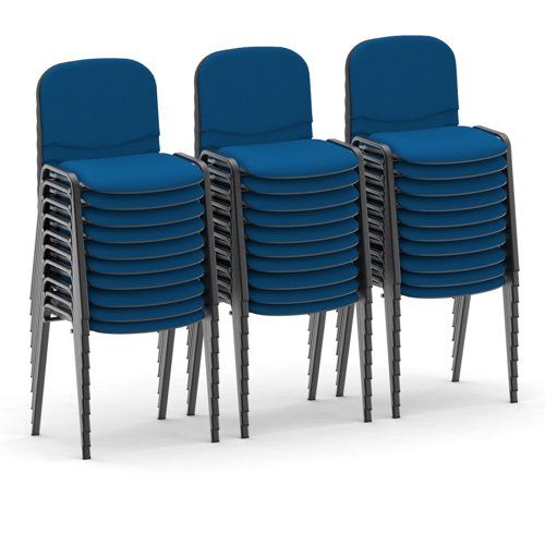 ISO Stacking Chair Blue Fabric Black Frame (Bundle of 30)