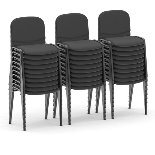 ISO Stacking Chair Charcoal Fabric Black Frame (Bundle of 30)