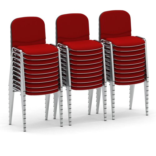 ISO Stacking Chair Wine Fabric Chrome Frame (Bundle of 30)