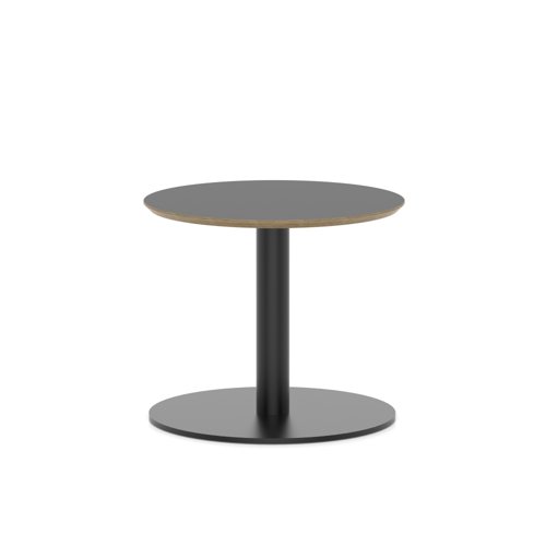 Brixworth 600mm Round Coffee Table Black Top Black Leg Disc Base Low