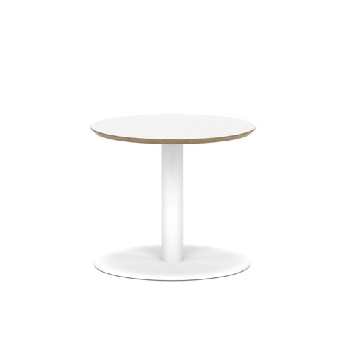 Brixworth 600mm Round Coffee Table White Top White Leg Disc Base Low