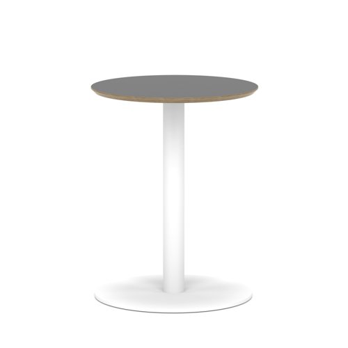 Brixworth 600mm Round Coffee Table Black Top White Leg Disc Base Medium