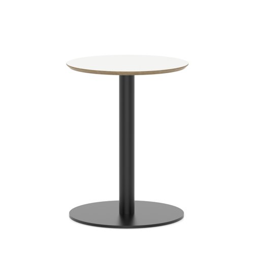Brixworth 600mm Round Coffee Table White Top Black Leg Disc Base Medium