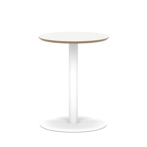 Brixworth 600mm Round Coffee Table White Top White Leg Disc Base Medium