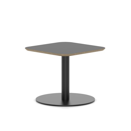Brixworth 600mm Square Coffee Table Black Top Black Leg Disc Base Low