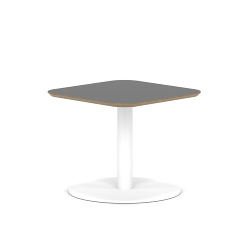 Brixworth 600mm Square Coffee Table Black Top White Leg Disc Base Low