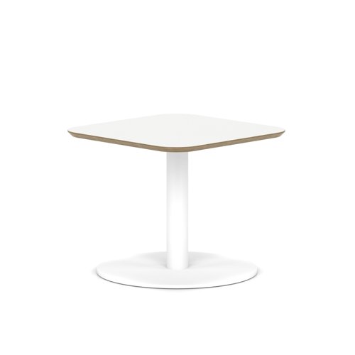 Brixworth 600mm Square Coffee Table White Top White Leg Disc Base Low
